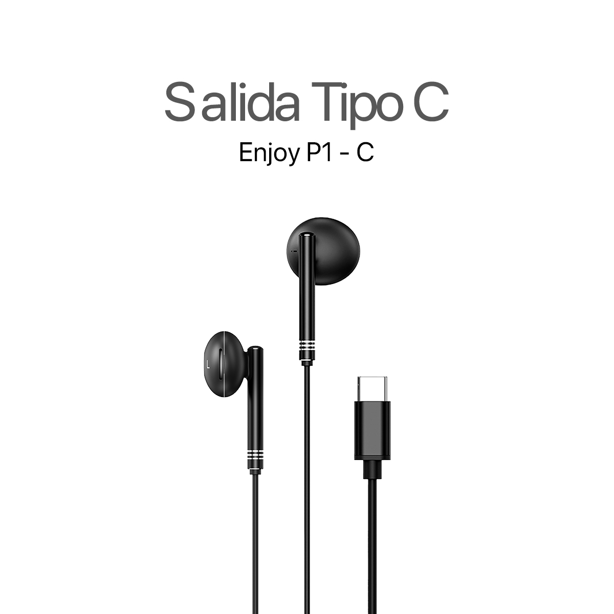 MOVISUN Audífonos con Cable Tipo C Enjoy P1-C Negro