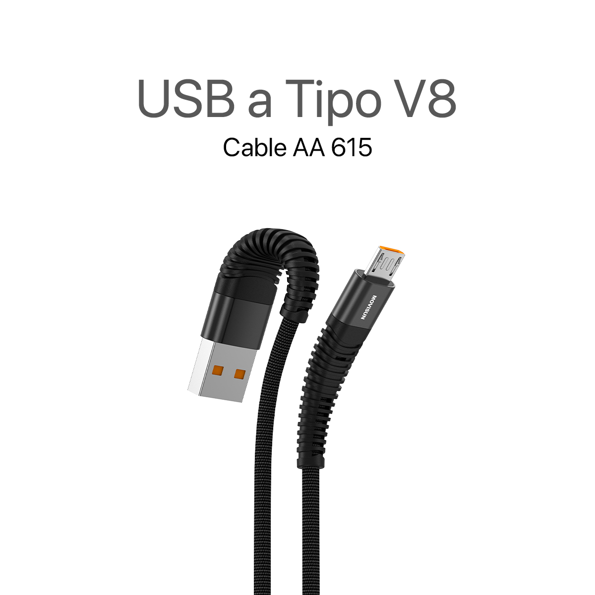 MOVISUN Cable de carga USB a Tipo V8 AA 615 Negro