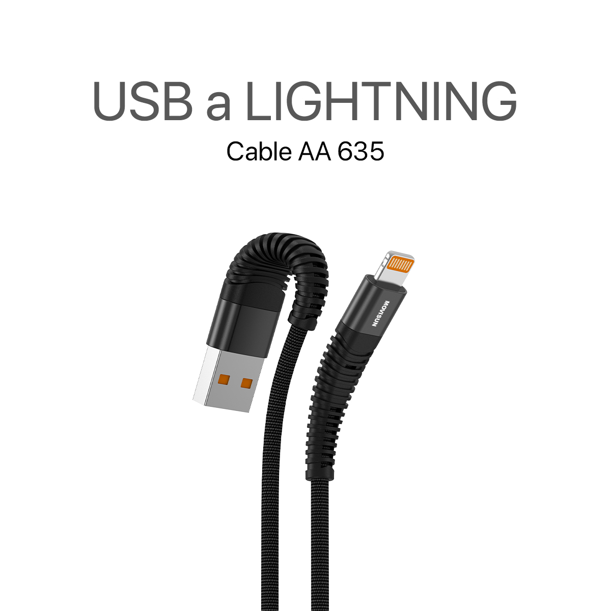 MOVISUN Cable de carga USB a Tipo Lightning AA 635 Negro