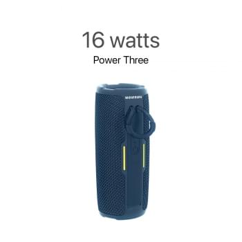 MOVISUN Power Three Azul – Parlante Bluetooth 16W con Radio FM, Función TWS, Luces LED, Batería 2500 mAh y Reproducción USB/TF