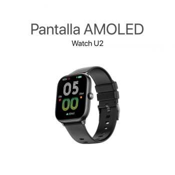 MOVISUN Smartwatch Watch U2 Negro – Pantalla AMOLED 2.04 pulgadas, Llamadas Bluetooth, Monitor de Salud, IP67, Perilla Interactiva