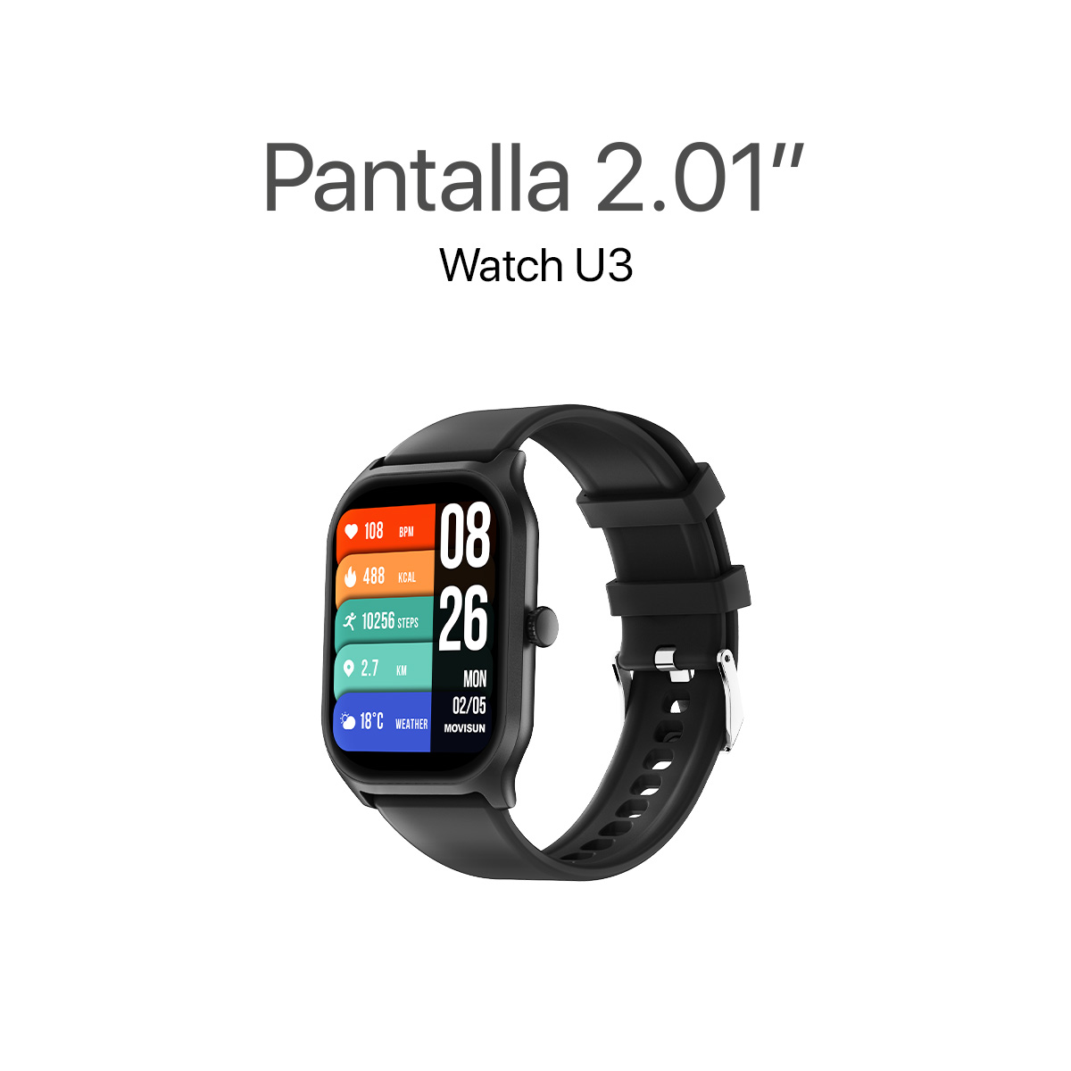 MOVISUN Smartwatch Watch U3 Negro