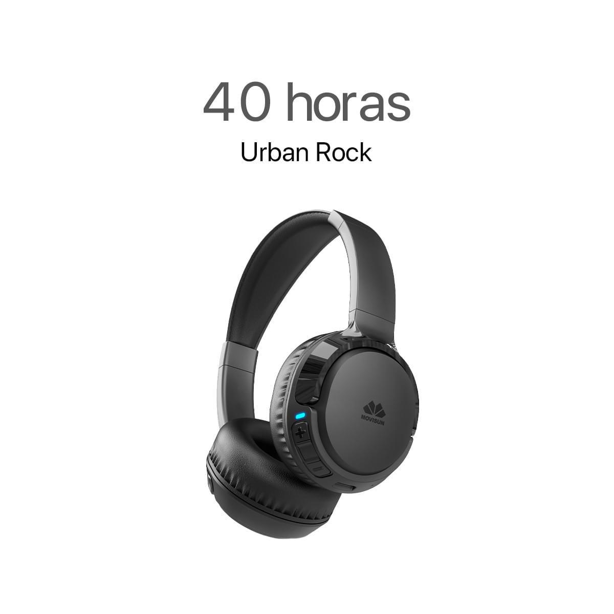 MOVISUN Audífonos Inalámbricos de Vincha Urban Rock Negro