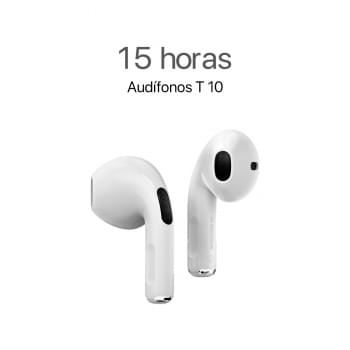 MOVISUN T 10 Blanco - Audífonos inalámbricos compactos con control táctil y hasta 15 h de autonomía