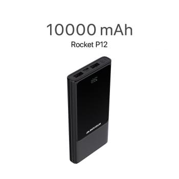 MOVISUN Power Bank Rocket P12 10000mAh Negro – Carga Rápida PD y QC hasta 22.5W, 3 Salidas Simultáneas (USB + Tipo C), Pantalla Digital LED, Compacto y Portátil, Ideal para Viajes y Uso Diario