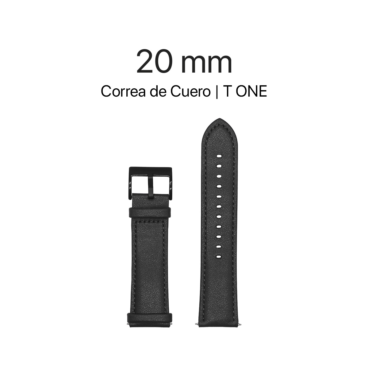 MOVISUN Correa de Smartwatch Cuero T ONE Negro