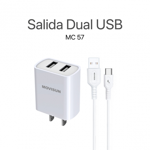 MOVISUN KIT Cargador Cable USB a Tipo C y Cabezal MC 57 Blanco
