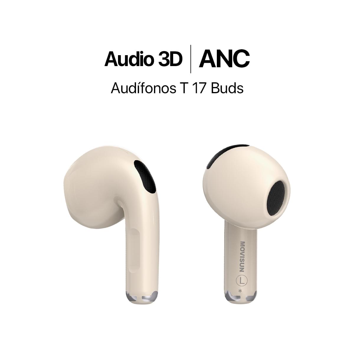 MOVISUN Audífonos TWS T 17 Buds Beige