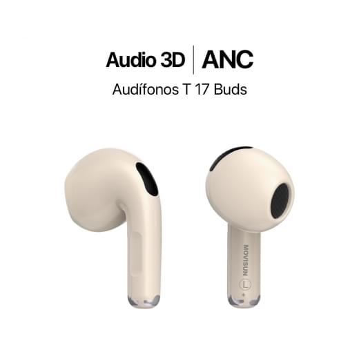 MOVISUN Audífonos TWS T 17 Buds Beige