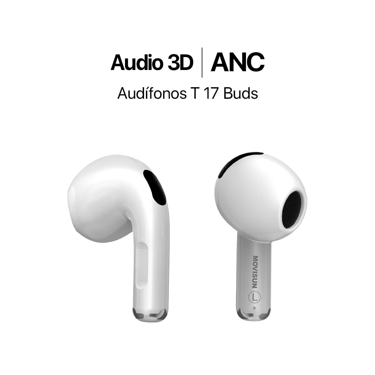 MOVISUN Audífonos TWS T 17 Buds Blanco