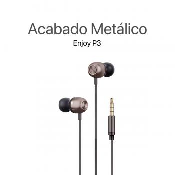 MOVISUN Enjoy P3 Marrón – Audífonos con Cable Jack 3.5 mm, Diseño Metálico, Micrófono Incorporado, Control de Reproducción y Llamadas, 1.20 m
