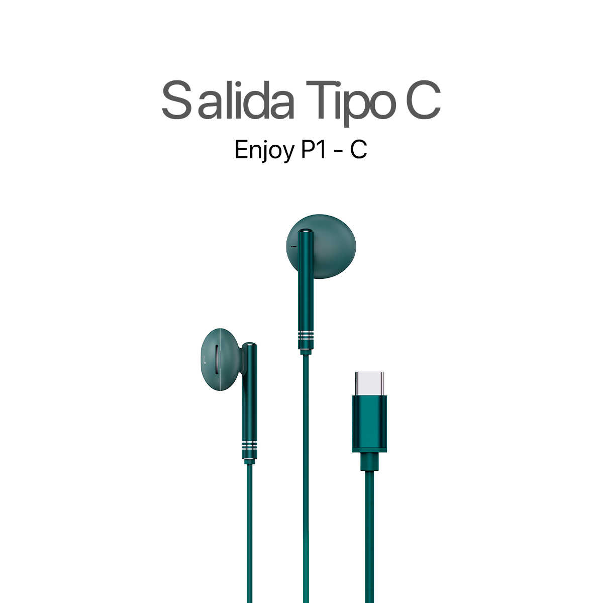 MOVISUN Audífonos con Cable Tipo C Enjoy P1-C Verde