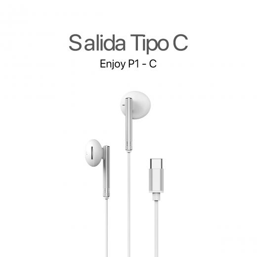 MOVISUN Audífonos con Cable Tipo C Enjoy P1-C Blanco