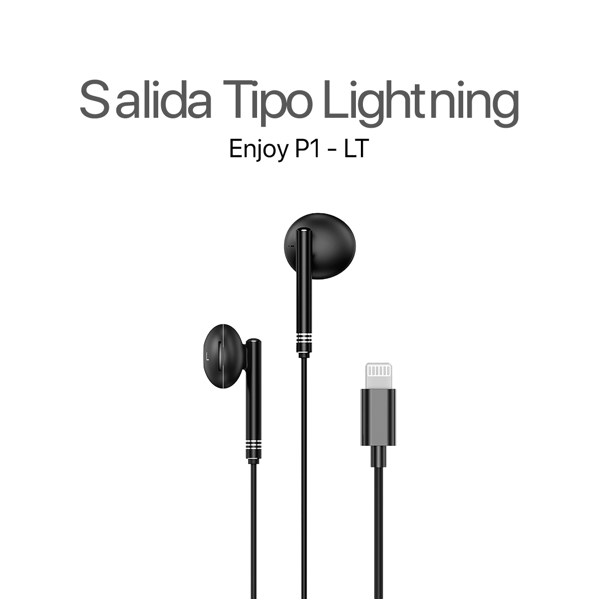 MOVISUN Audífonos con Cable Lightning Enjoy P1-LT Negro