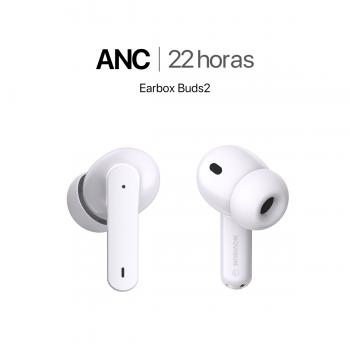 MOVISUN Earbox Buds2 Blanco – Audífonos Inalámbricos con Cancelación de Ruido, Modo Transparencia, Micrófono para Llamadas, Bluetooth 5.3, Hasta 22 h