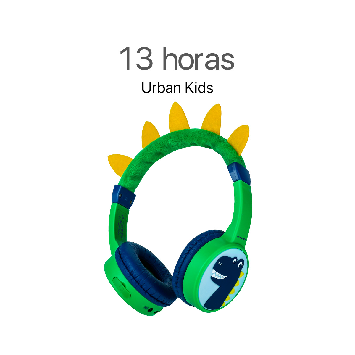 MOVISUN Audífonos inalámbricos de Vincha para niños Urban Kids Dinosaurio