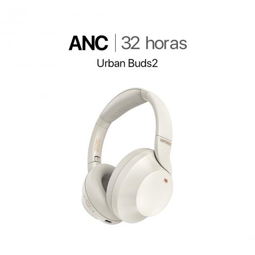 MOVISUN Urban Buds2 Gris – Audífonos Bluetooth Vincha con ANC, Micrófono, 32h de Música, Modo Juego, Cancelación de Ruido