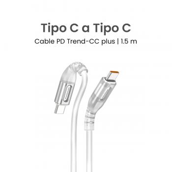 Movimoon Trend CC Plus – Cable de Carga Tipo C a Tipo C Blanco de 1.5m, Compatible con Laptops y Celulares USB-C, Carga Rápida 60W con Power Delivery, Transferencia de Datos, Cable Reforzado Antidobleces, Ideal para MacBook y smartphones