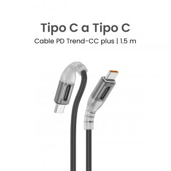 Movimoon Trend CC Plus – Cable de Carga Tipo C a Tipo C Negro de 1.5m, Compatible con Laptops y Celulares USB-C, Carga Rápida 60W con Power Delivery, Transferencia de Datos, Cable Reforzado Antidobleces, Ideal para MacBook y smartphones