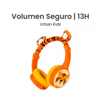 MOVISUN Urban Kids Tigre – Audífonos Inalámbricos para Niños con Volumen Seguro (82 dB), Almohadillas Afelpadas, Bluetooth 5.3, TF, AUX, 13h de Reproducción