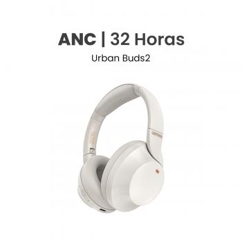 MOVISUN Urban Buds2 Gris – Audífonos Bluetooth Vincha con ANC, Micrófono, 32h de Música, Modo Juego, Cancelación de Ruido