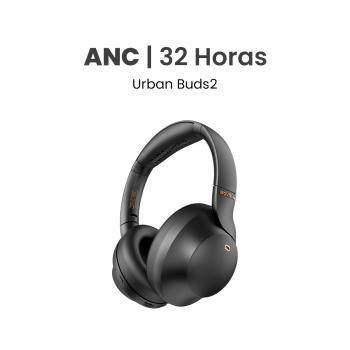 MOVISUN Urban Buds2 Negro – Audífonos Bluetooth Vincha con ANC, Micrófono, 32h de Música, Modo Juego, Cancelación de Ruido