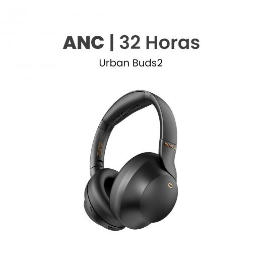 MOVISUN Urban Buds2 Negro – Audífonos Bluetooth Vincha con ANC, Micrófono, 32h de Música, Modo Juego, Cancelación de Ruido