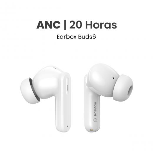MOVISUN Earbox Buds6 Blanco - Audífonos inalámbricos con cancelación de ruido, modo juego y autonomía de hasta 20 h