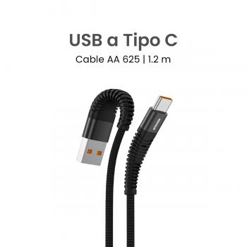 MOVISUN Cable de carga USB a Tipo C AA 625 Negro 1.2m – Carga Rápida 30W, Transferencia de Datos, Protección Antidoblez, Recubrimiento de Tela Reforzada de Alta Resistencia