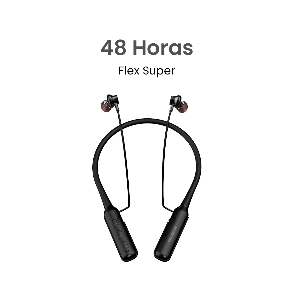 MOVISUN Flex Super Negro – Audífonos Collar Magnéticos con 48h de Reproducción, Bluetooth 5.0, Micrófono Incorporado, Controles de Volumen y Pistas, Diseño Ergonómico