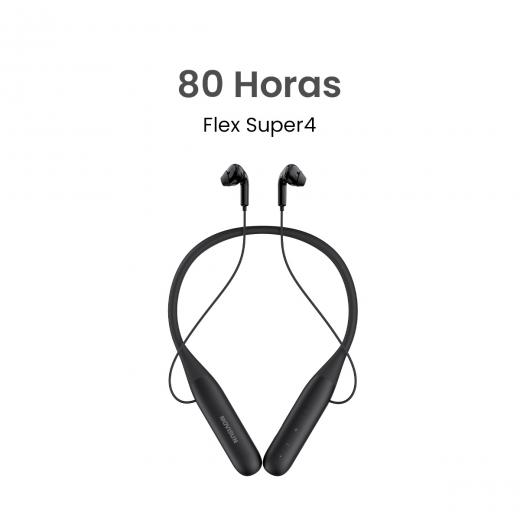 MOVISUN Flex Super4 Negro – Audífonos Collar Magnéticos con 80h de Reproducción, Sonido Potente, Micrófono Incorporado, Bluetooth 5.3 y Controles Físicos