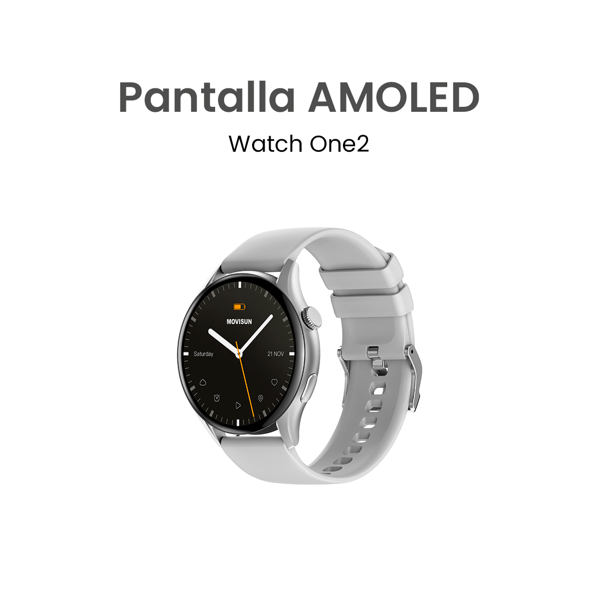MOVISUN Smartwatch Watch One2 Gris – Pantalla AMOLED 1.43”, Llamadas Bluetooth, IP68, Control de Salud y Más de 100 Deportes