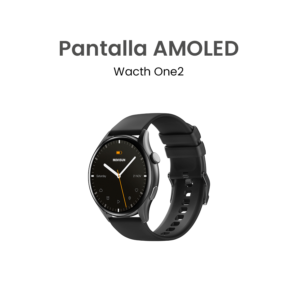 MOVISUN Smartwatch Watch One2 Negro – Pantalla AMOLED 1.43”, Llamadas Bluetooth, IP68, Control de Salud y Más de 100 Deportes