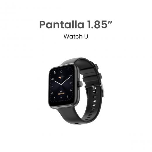MOVISUN Smartwatch Watch U Negro – 1.85 pulgadas Pantalla HD, Llamadas Bluetooth, IP67, Monitor de Salud, Perilla Interactiva