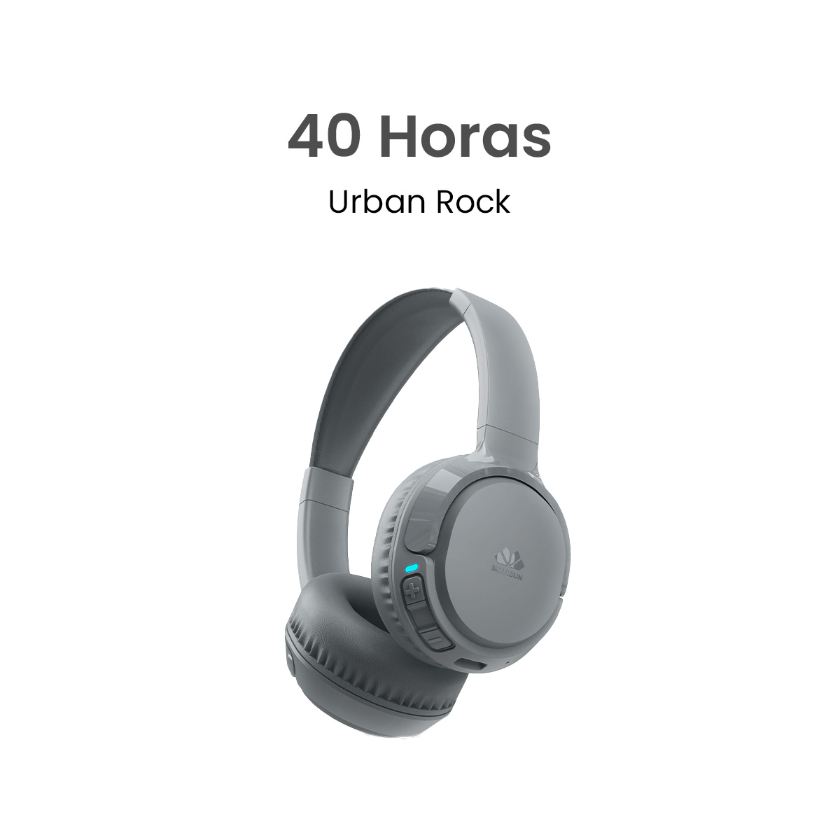 MOVISUN Urban Rock Gris – Audífonos Inalámbricos de Vincha con 40h de Reproducción, Modo Juego, Bluetooth 5.3, Diseño Plegable, Micrófono y Botones Multifunción