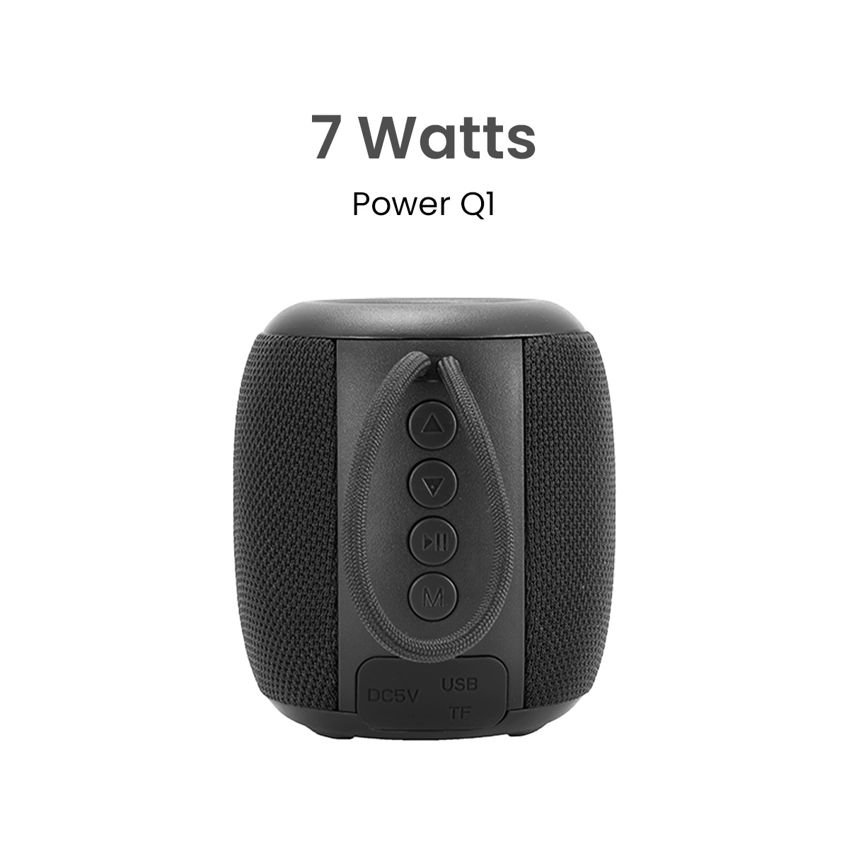MOVISUN Power Q1 Negro – Parlante Bluetooth 7W, Función TWS, Luces LED, Radio FM, 2000 mAh y Hasta 5 Horas de Música