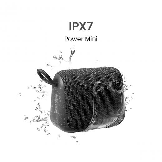 MOVISUN Power Mini Negro – Parlante Acuático Bluetooth IPX7 5W, Batería 2500 mAh, TWS, Radio FM y Micrófono Integrado