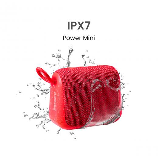 MOVISUN Power Mini Rojo – Parlante Acuático Bluetooth IPX7 5W, Batería 2500 mAh, TWS, Radio FM y Micrófono Integrado