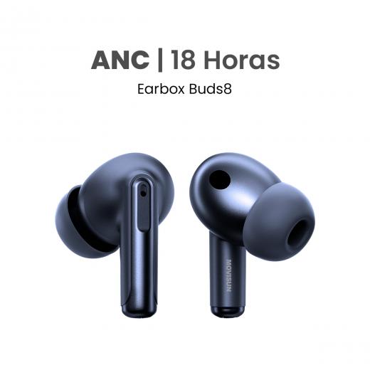 MOVISUN Earbox Buds8 Azul - Audífonos inalámbricos con ANC, asistente de voz, modo juego y hasta 18 h de autonomía