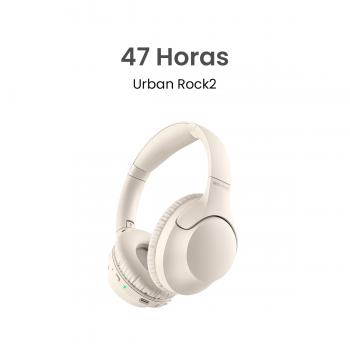 MOVISUN Urban Rock2 Beige – Audífonos Inalámbricos con Modo Bass, 47h de Reproducción, Bluetooth 5.3, Diseño Plegable y Controles Integrados