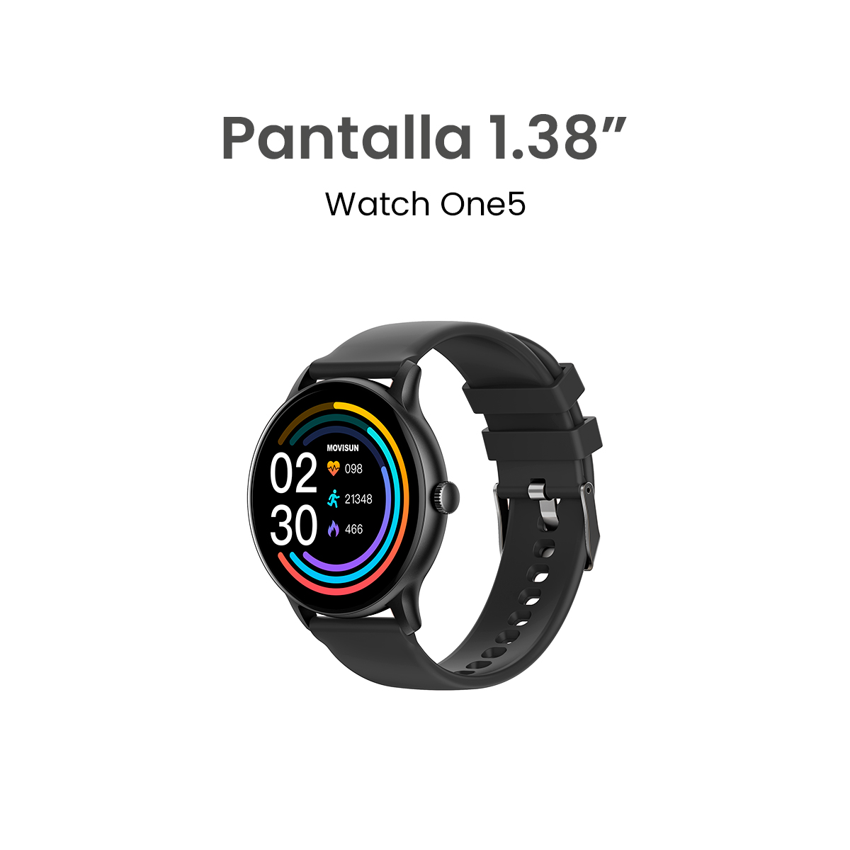 MOVISUN Watch One5 Negro - Smartwatch resistente al agua IP68 con llamadas, oxígeno en sangre y monitoreo deportivo para Android y iOS