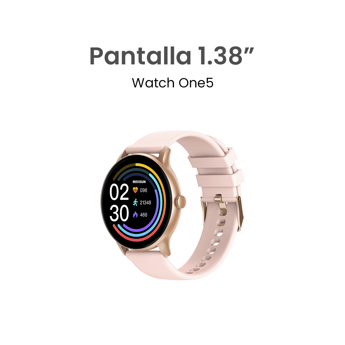 MOVISUN Watch One5 Rosado - Smartwatch resistente al agua IP68 con llamadas, oxígeno en sangre y monitoreo deportivo para Android y iOS