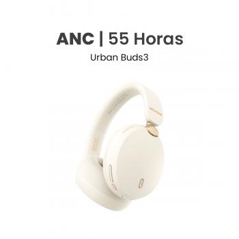 MOVISUN Urban Buds3 Beige – Audífonos Ergonómicos con ANC, Batería 55h, Modo Juego, Ecualizador BASS, Plegables, Micrófono, Bluetooth 5.4