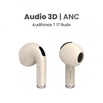 MOVISUN T 17 Buds Beige - Audífonos inalámbricos con cancelación de ruido, modo transparencia, 3D y hasta 16 h de autonomía