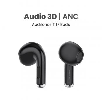 MOVISUN T 17 Buds Negro - Audífonos inalámbricos con cancelación de ruido, modo transparencia, 3D y hasta 16 h de autonomía