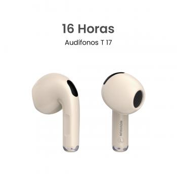MOVISUN T 17 Beige - Audífonos inalámbricos con modo juego, Bluetooth 5.3 y hasta 16 h de autonomía
