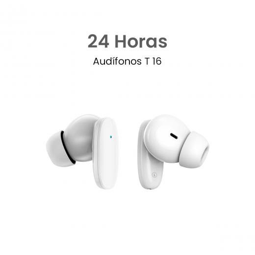 MOVISUN T 16 Blanco - Audífonos inalámbricos con hasta 24 h de autonomía, y modo juego