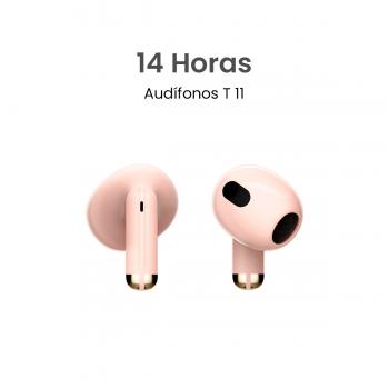 MOVISUN T 11 Rosado - Audífonos inalámbricos livianos con control táctil y hasta 14 h de autonomía