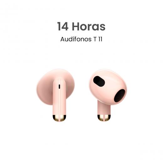 MOVISUN T 11 Rosado - Audífonos inalámbricos livianos con control táctil y hasta 14 h de autonomía