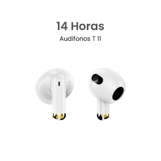 MOVISUN T 11 Blanco - Audífonos inalámbricos livianos con control táctil y hasta 14 h de autonomía